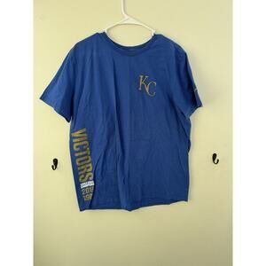 Nike KC Royals World Series Champions T Shirt XL Blue Gold Athletic Cut
